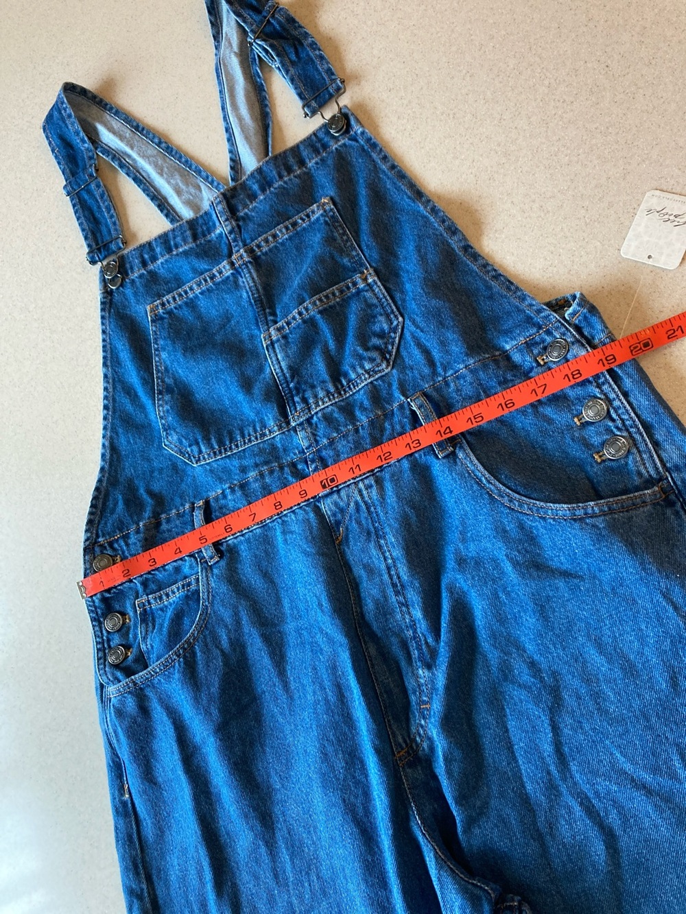 Free People Blue Denim Overalls - Classic Bib Style Women Size XL - Picture 7 of 16